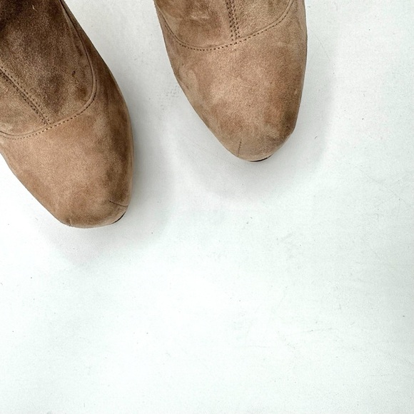 Brian Atwood Studded Heels Booties,Nude Suede with Bold Studded Heel, Size 37 - Picture 11 of 14